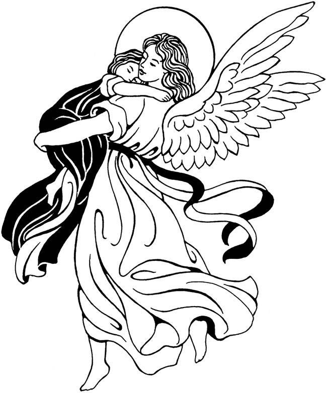 650x782 Drawings Of Angels Praying Angel Line Drawing Free Download Clip