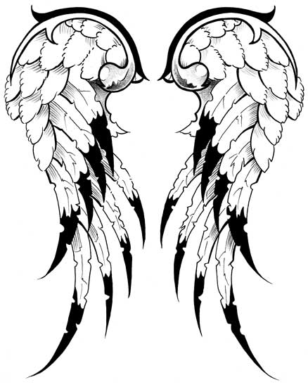 438x550 Drawn Tattoo Wing