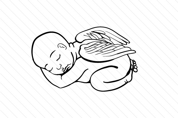 580x386 Sleeping Baby With Angel Wings Svg Cut File By Creative Fabrica