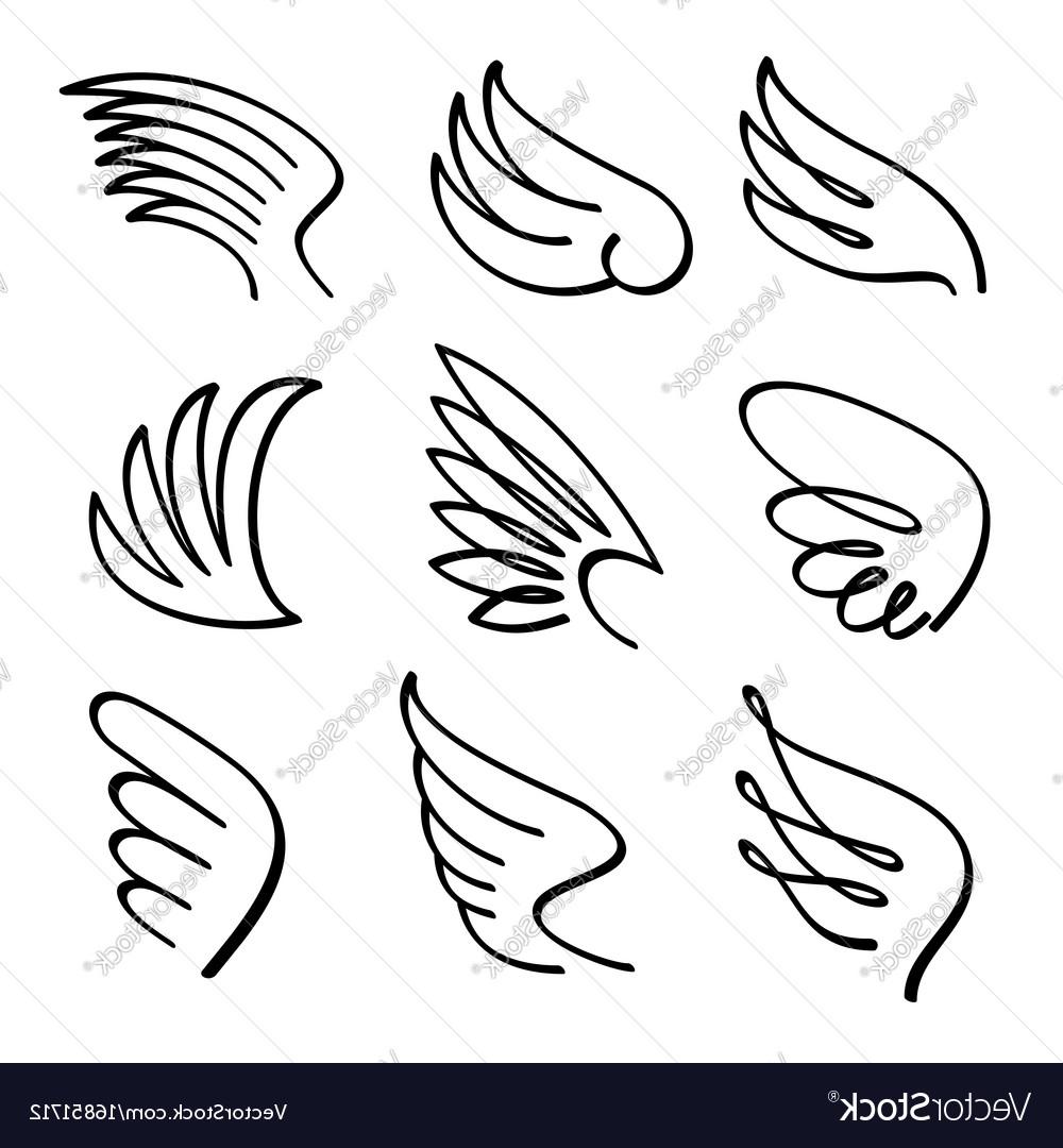 1000x1080 Top 10 Cartoon Angel Wings Set Sketch Doodle Vector Drawing