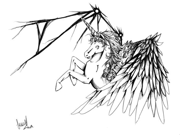 709x532 Unicorn With Angel Wings Tattoo Drawing In 2017 Real Photo