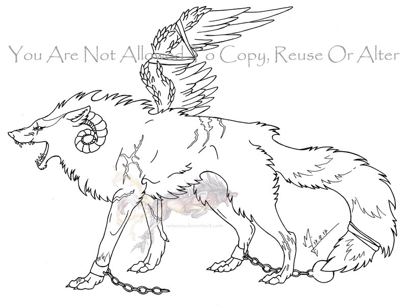 800x597 Arch Angel Wolf Lineart By Arixona