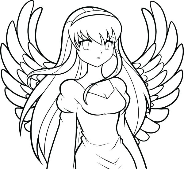 600x553 Coloring Angel Angel Appears How Draw An Angel Appears