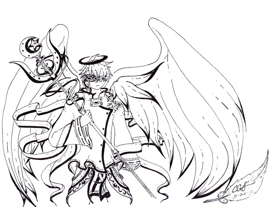 900x680 Drawn Angel Anime