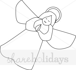300x277 Angel Line Drawing Clip Art