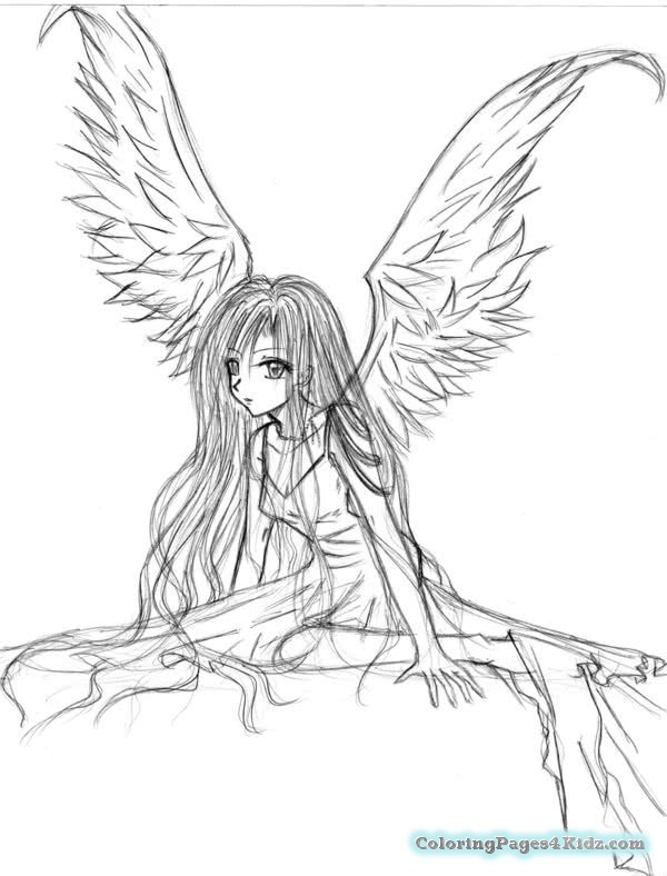 600x788 Anime Angel Coloring Pages
