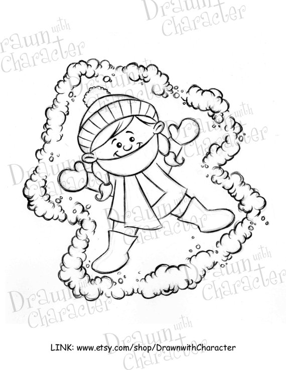 570x738 Kid Snow Angel Digital Clip Art Kopykake Image