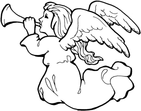 480x377 Angel With Trumpet Coloring Page Free Printable Coloring Pages