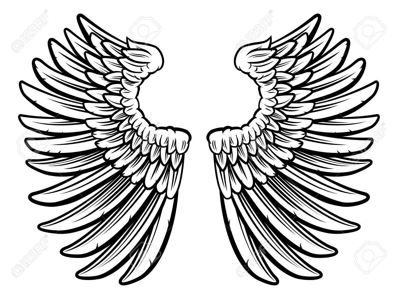 1300x976 Set Of Spread Out Eagle Bird Or Angel Wings Royalty Free Cliparts