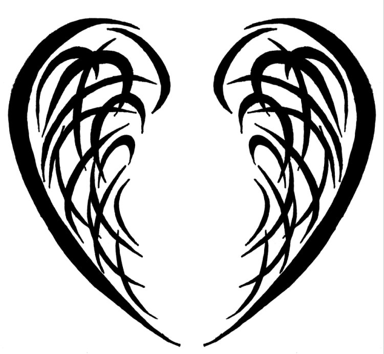 750x691 Simple Angel Wings Drawing