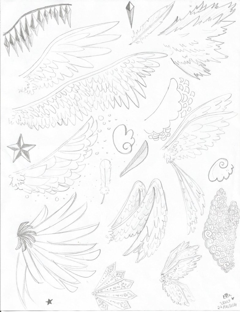 784x1018 Angel's Wings Sketch By Lenas2anime
