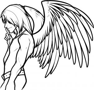 302x290 Boy Angel Wings Clipart Black And White