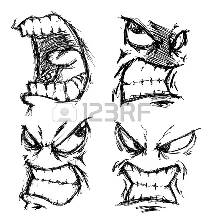 426x450 Set Of Angry Face Doodle Royalty Free Cliparts, Vectors, And Stock