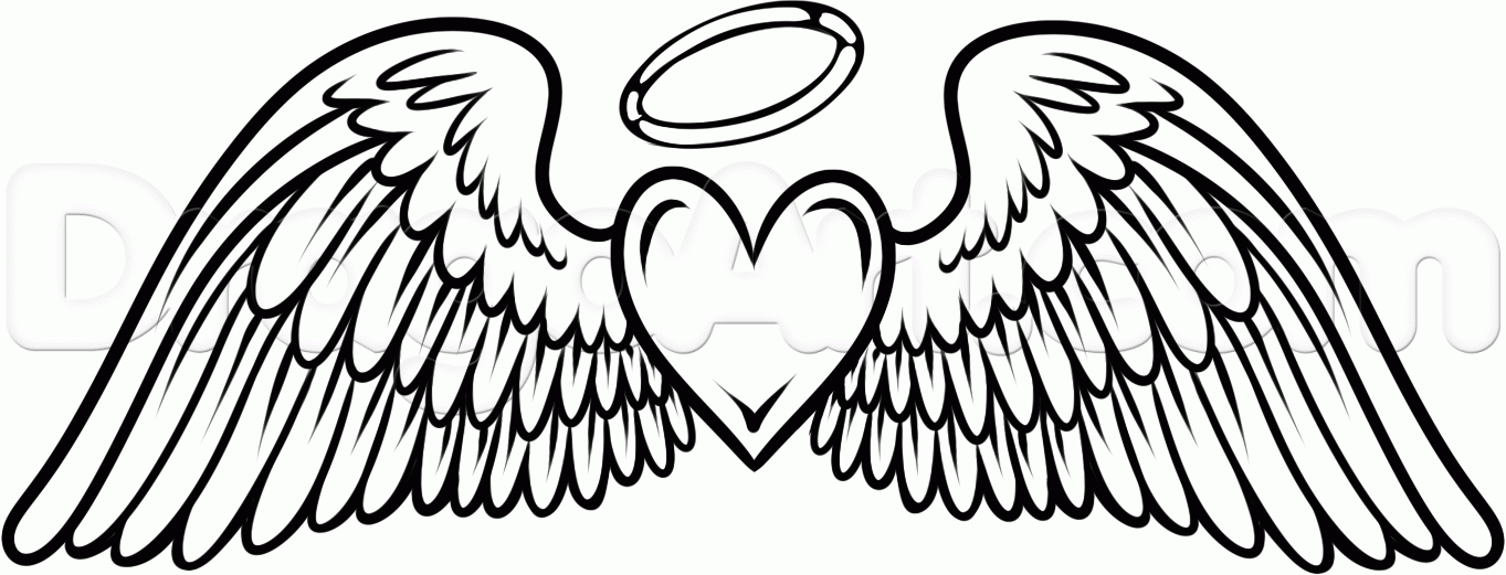 1363x521 Coloring Pages Of Crosses With Wings How To Draw Angel Wings