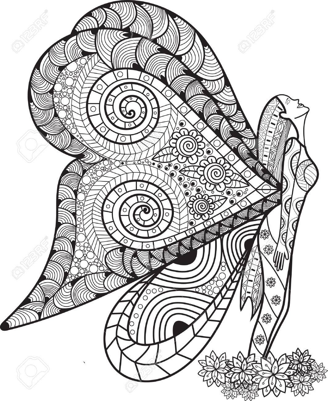 1064x1300 Hand Drawn Angle Butterfly Style Inspired For T Shirt Design