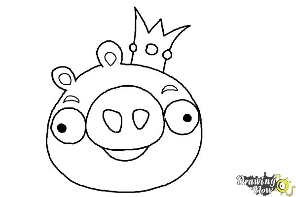 600x400 How To Draw Angry Birds Pig, King Pig