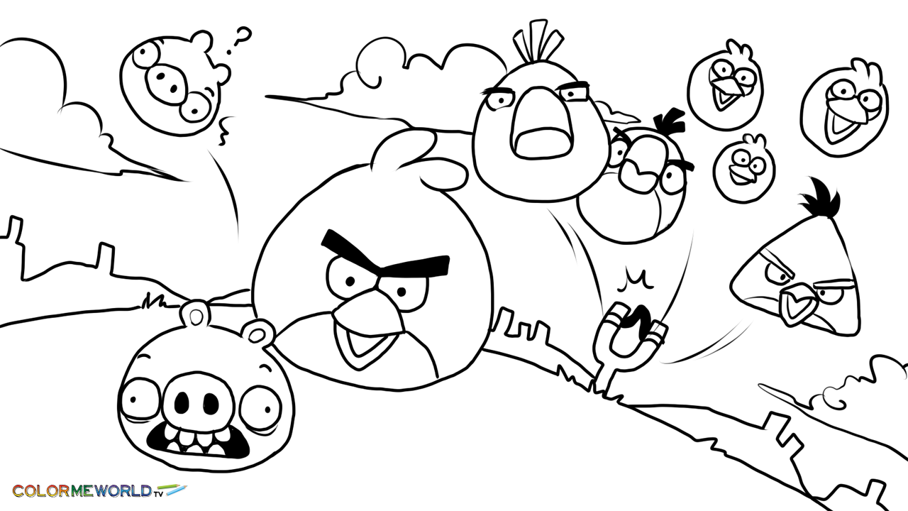 1280x720 Angry Birds Coloring Pages For Kids Printable