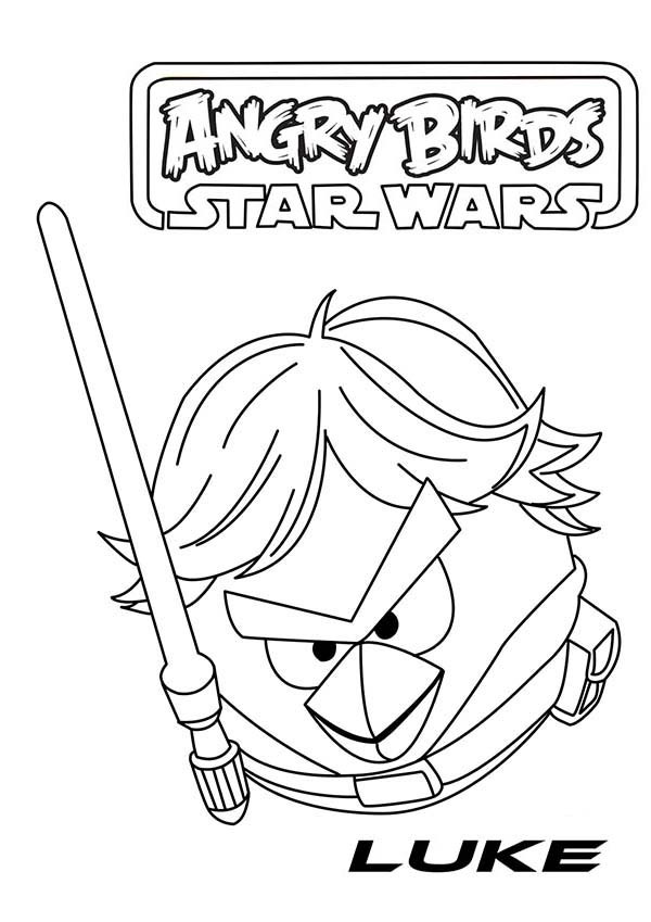 600x849 Angry Birds Star Wars Luke Skywalker Draw His Light Saber Coloring
