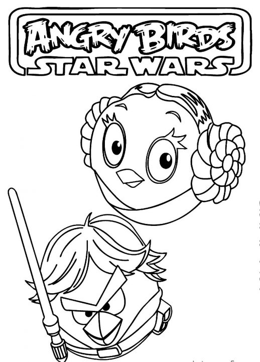 518x721 Red Skywalker And Princess Lela In Angry Birds Star Wars Coloring