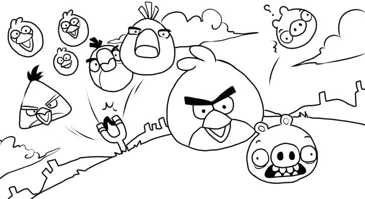728x398 Angry Birds Space Coloring Pages Free Bird Color Line Drawings