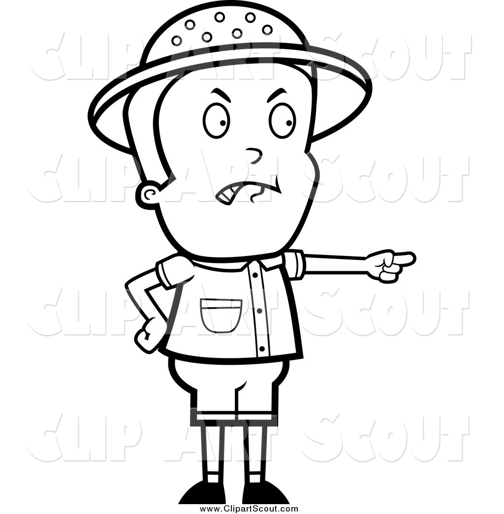 1024x1044 Clipart Of A Black And White Angry Safari Boy Pointing By Cory
