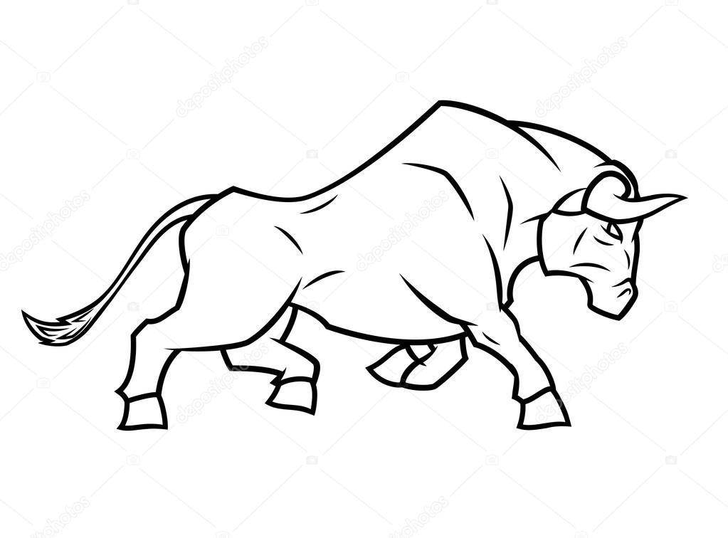 1023x756 Angry Bull Running Stock Vector Den0909