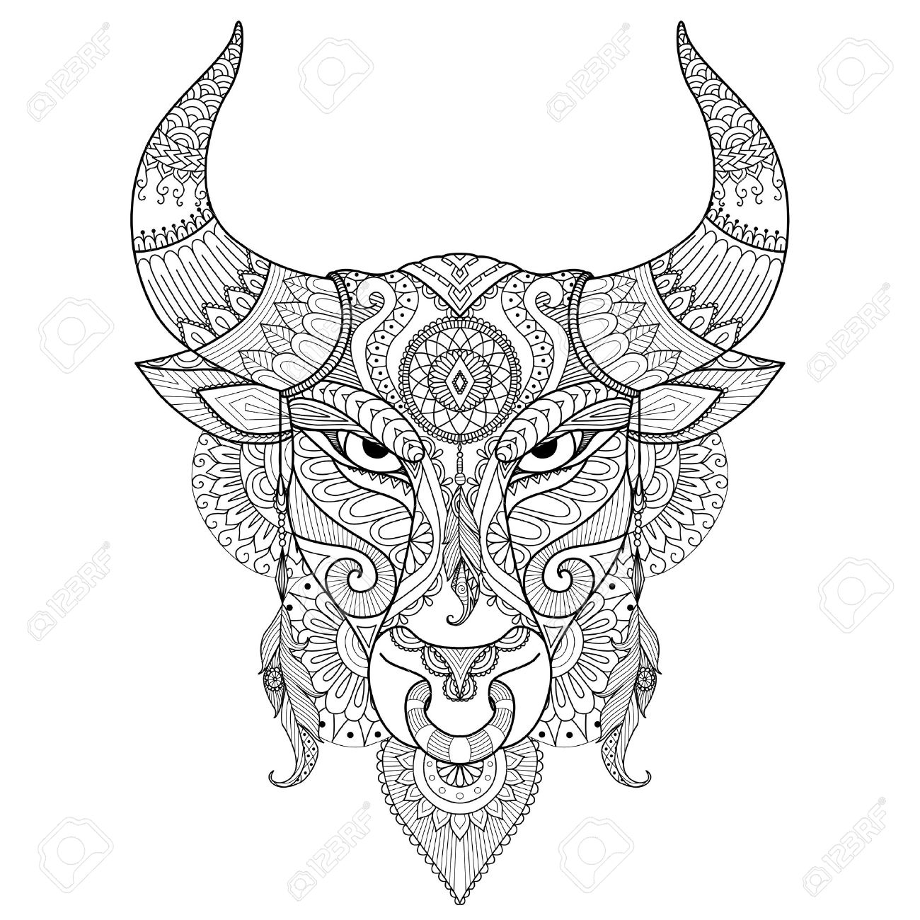 1300x1300 Drawing Angry Bull For Coloring Book,tattoo,t Shirt Design