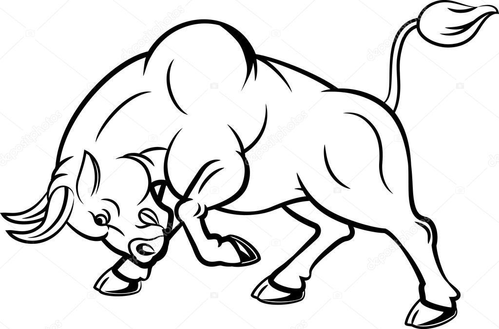 1024x676 Illustration Of Angry Bull With Attacking Pose Stock Vector
