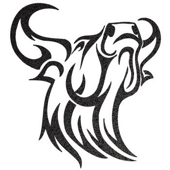 350x350 Angry Bull Head Tribal Black Metallic (05 X 4.6 Inch) W997w
