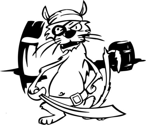 480x411 Angry Pirate Cat With A Sword Coloring Page Free Printable