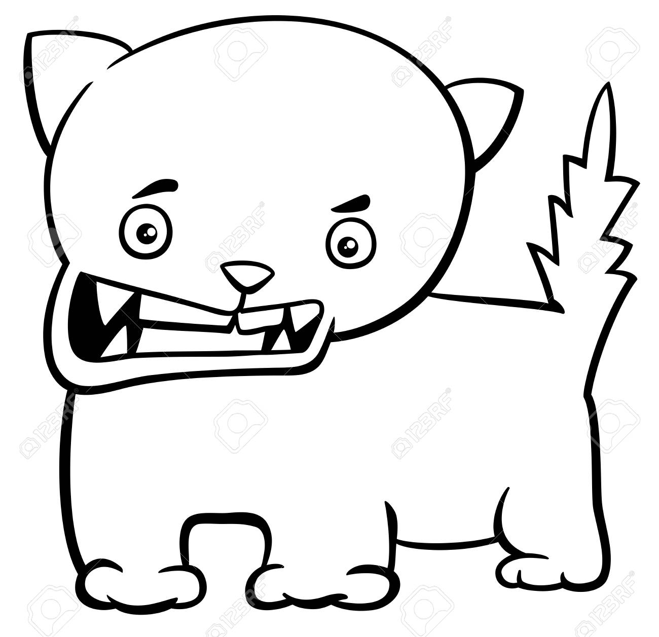 1300x1257 Black And White Cartoon Illustration Of Angry Cat Or Kitten Animal