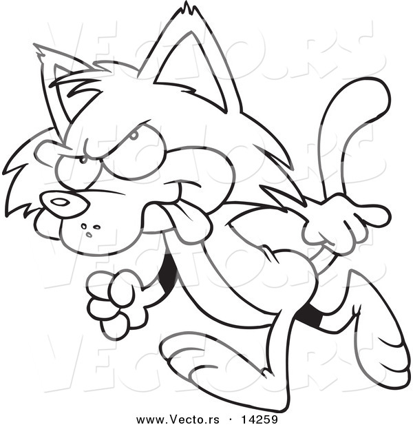 600x620 Vector Of A Cartoon Mad Cat Walking