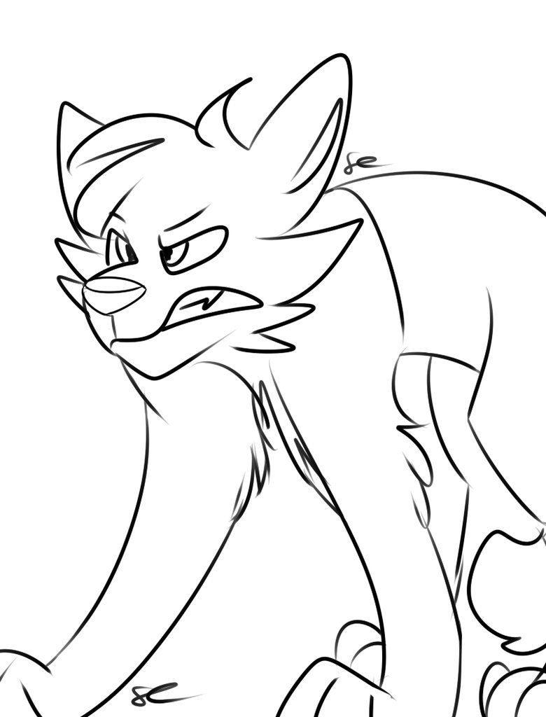 780x1024 Angry Cat Free Lineart By Invaderspotteh