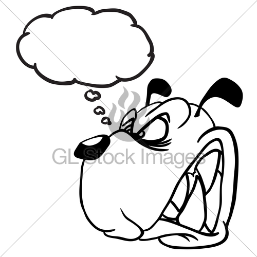 500x500 Black And White Angry Dog With Thought Bubble Gl Stock Images