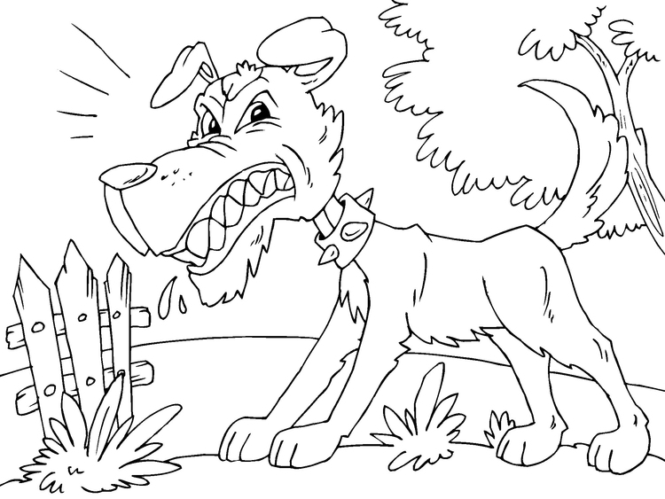 750x563 Coloring Page Angry Dog