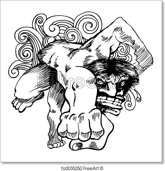 561x581 Free Art Print Of Angry Man. Hand Drawing Of A Man Punching