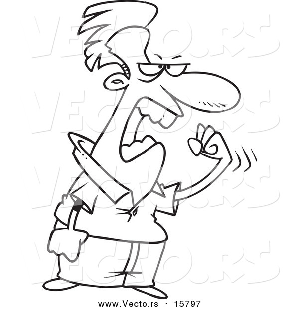 600x620 Vector Of A Cartoon Pissed Man Waving A Fist
