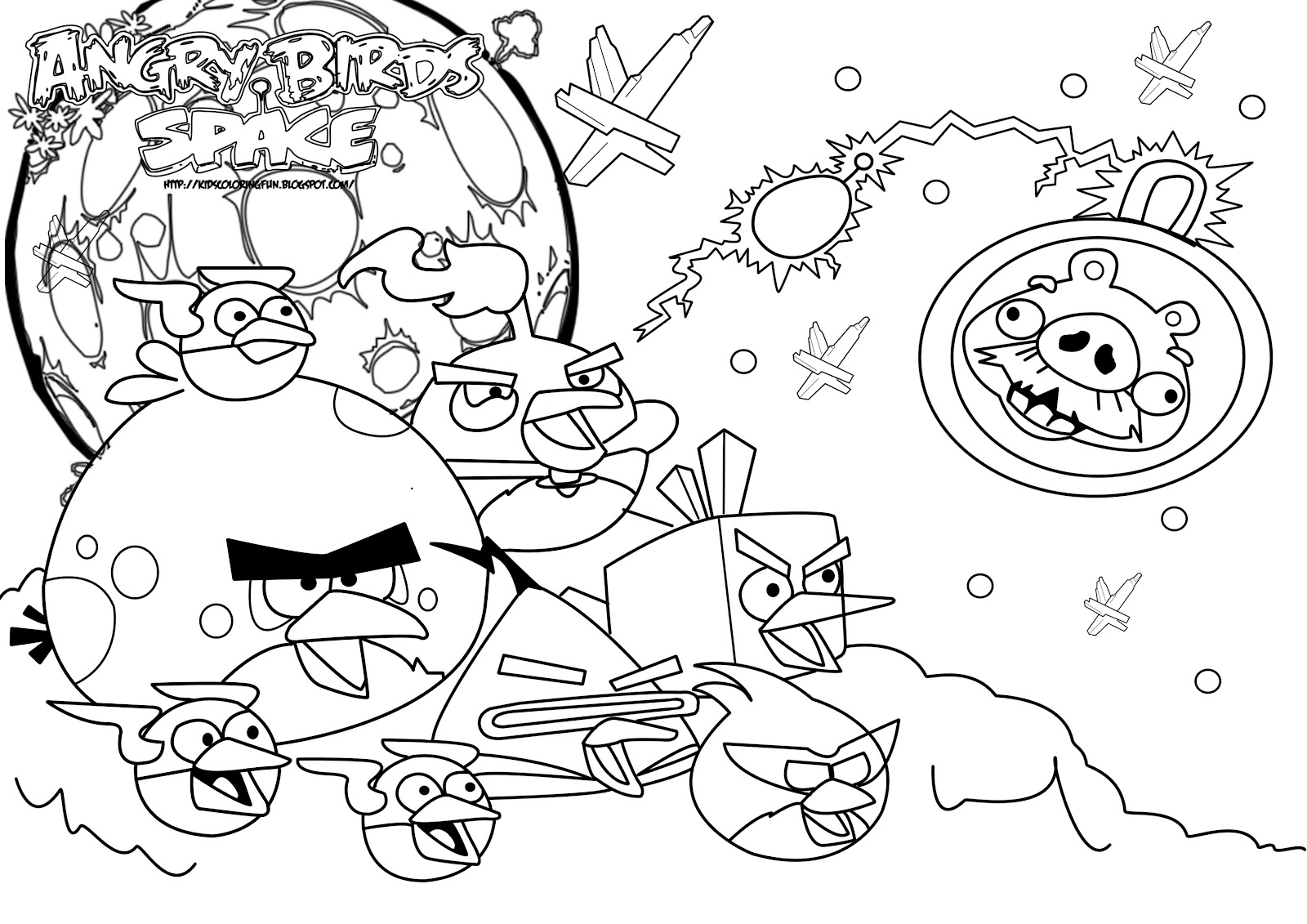 1600x1131 Angry Birds Rio Drawing Space Coloring Pages With Black Home Angry