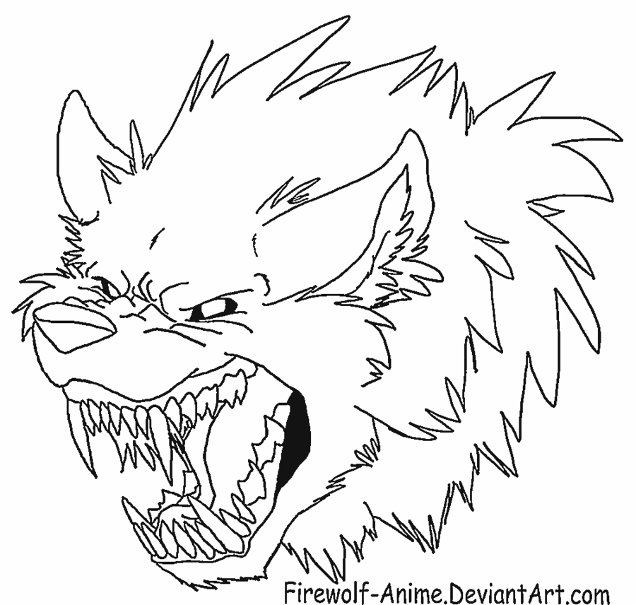 900x856 Werewolf Head Lineart By Firewolf Anime