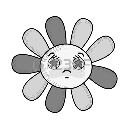 450x450 Illustration Of Gray Scale Kawaii Angry Star With Close Eyes