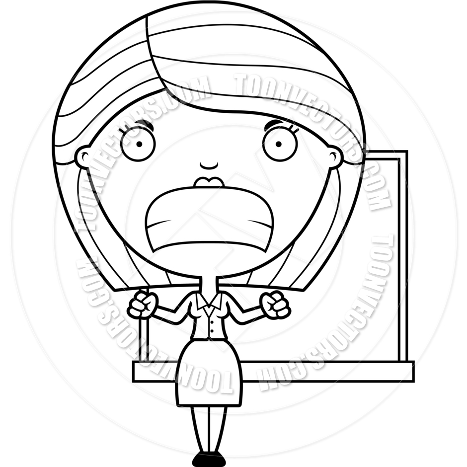 940x940 Cartoon Woman Angry (Teacher Black Amp White) By Cory Thoman Toon
