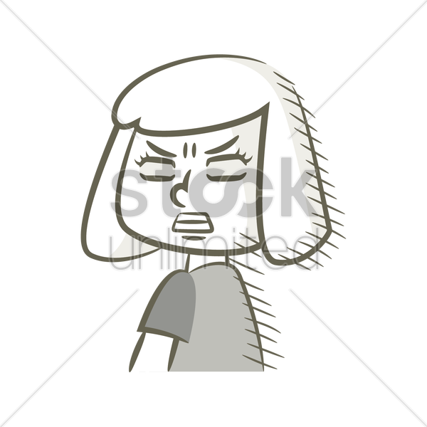 600x600 Cartoon Girl Angry Vector Image