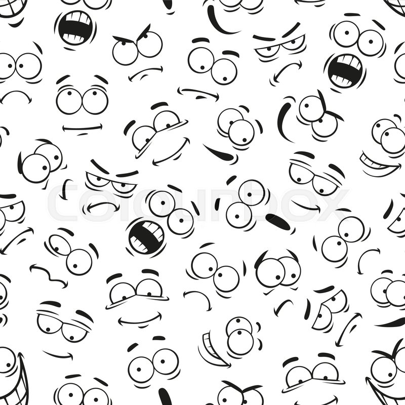 800x800 Emoticon Icons. Human Face Expresions Pattern. Vector Pattern