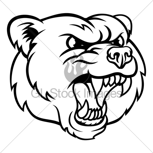 500x500 Angry Grizzly Bear Sports Mascot Face Gl Stock Images