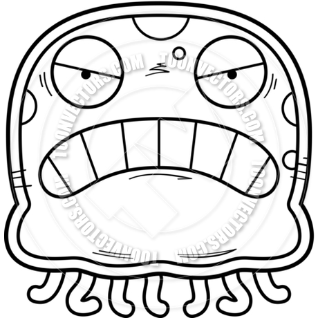460x460 Cartoon Little Jellyfish Angry (Black Amp White Line Art) By Cory