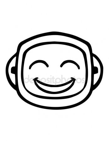 347x450 Thin Line Smile Face Icon Stock Vector Angbay
