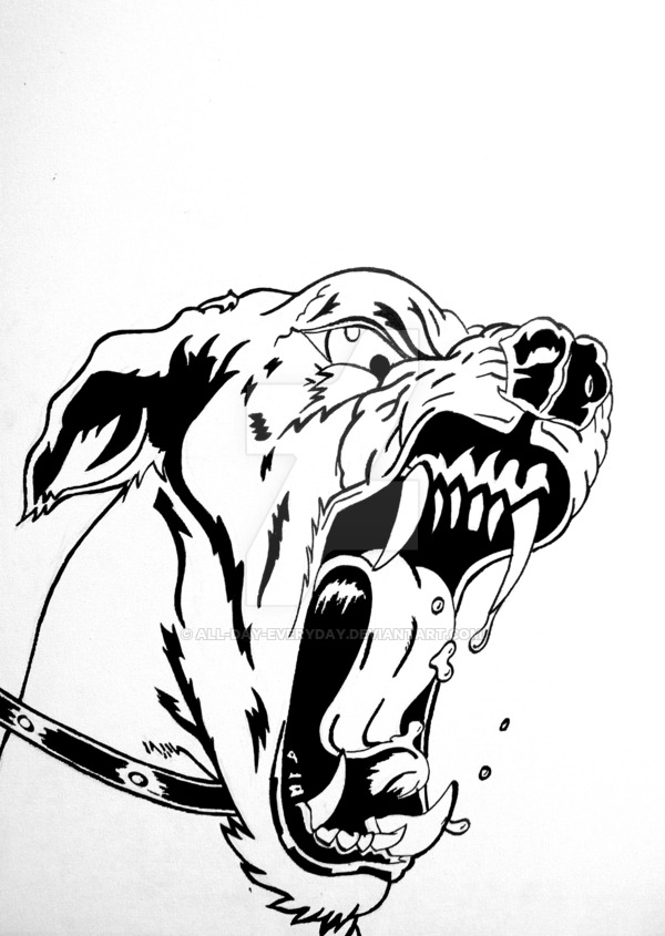 600x845 Angry Dog Face Drawing