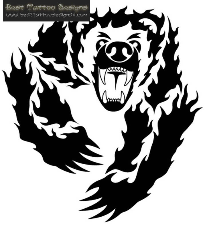716x800 Collection Of Angry Brown Bear Tattoo Design