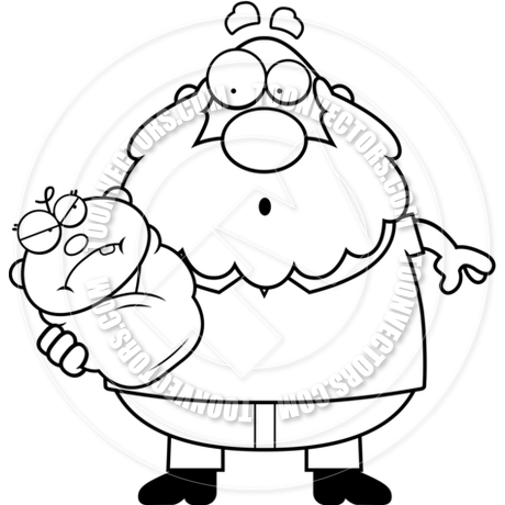 460x460 Cartoon Grandpa With Angry Baby (Black And White Line Art) By Cory