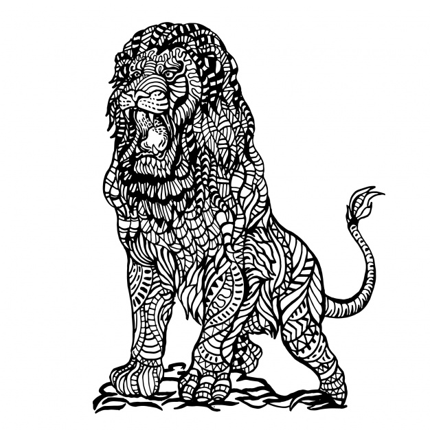 626x626 Ornamental Hand Drawn Angry Lion Vector Free Download
